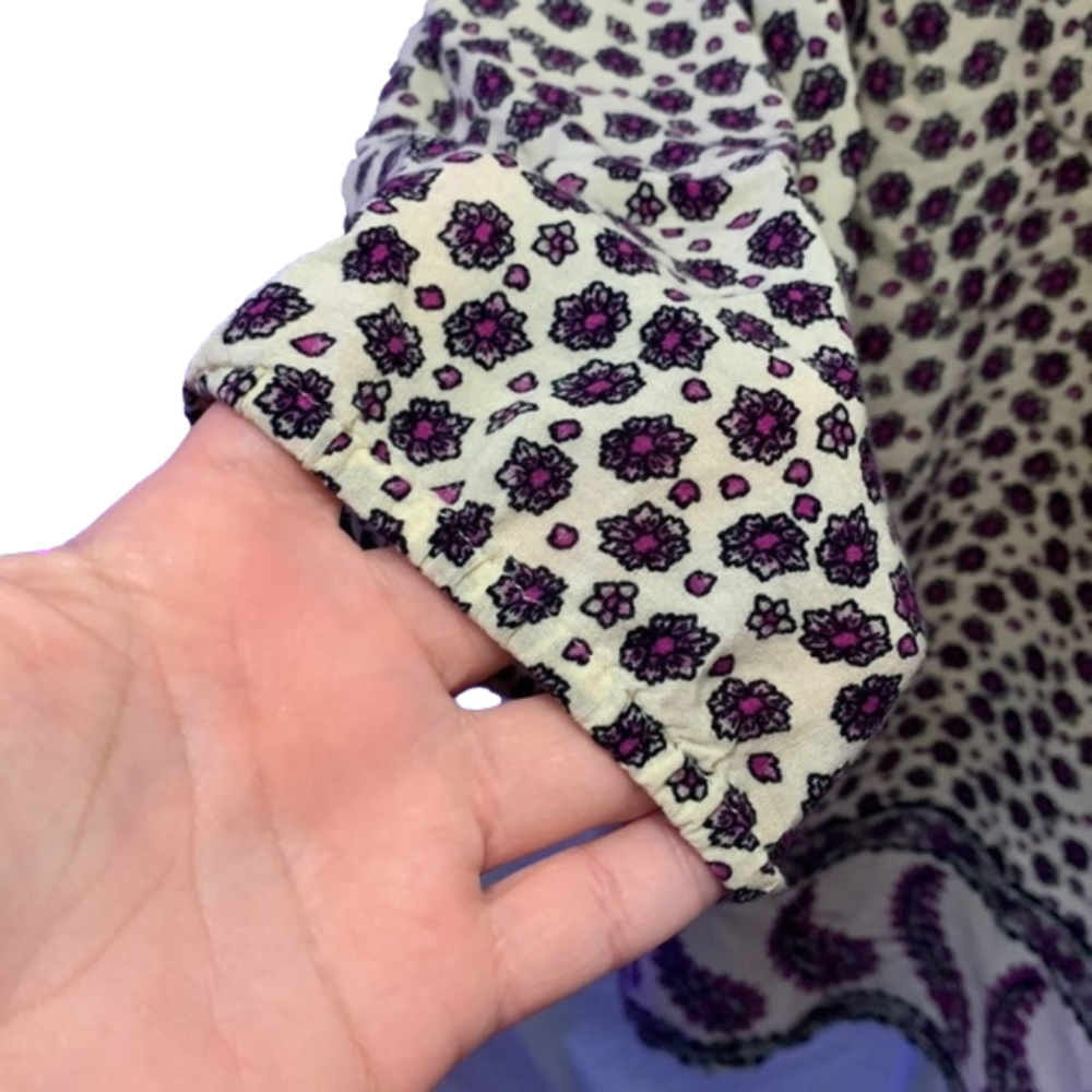 Forever 21 Purple & Cream Floral Lightweight Long Sleeve Top 3X - Picture 6 of 10
